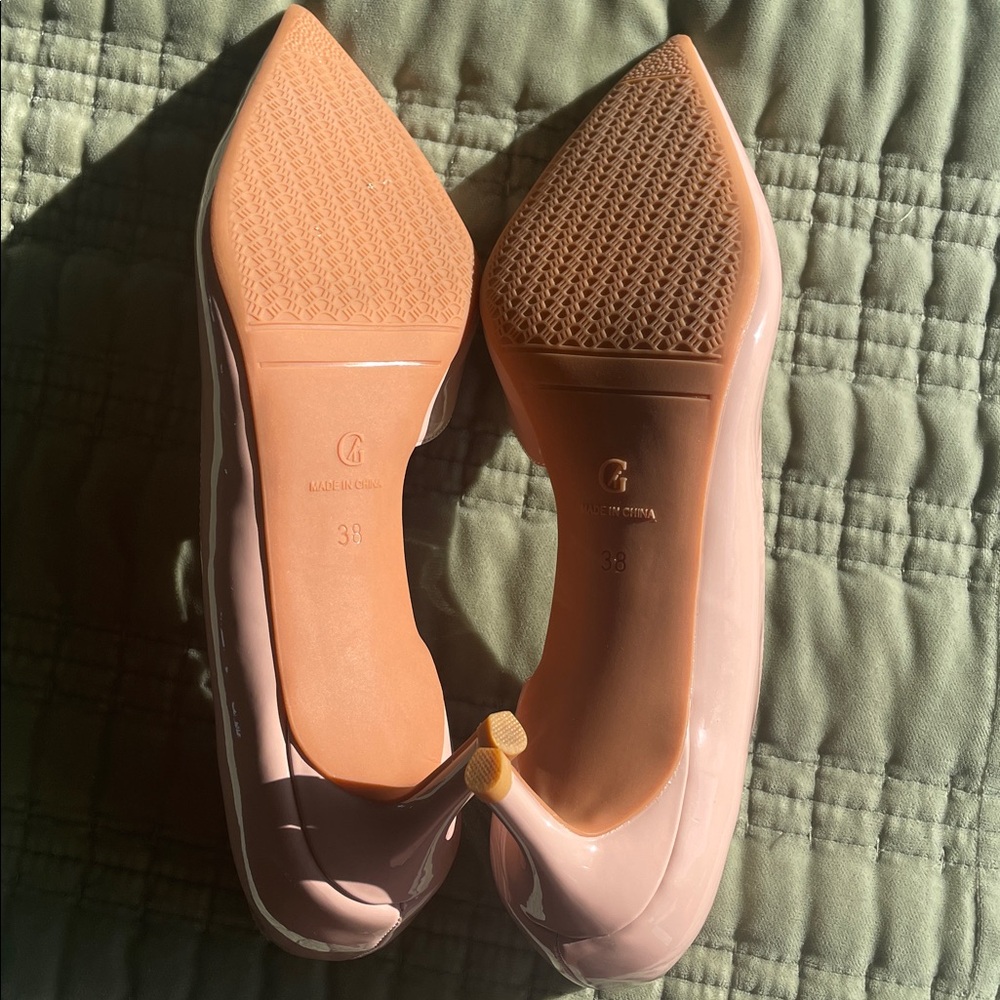Blush pink d’orsay low kitten heels pointy toe 38 - Picture 2 of 5